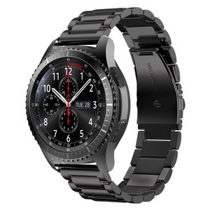 Cadorabo Edelstahl Armband 22mm für Samsung Galaxy Gear S3 / Gear 2 in SCHWARZ Ersatzarmband für Huawei Watch GT für Watch 2 Pro für Ticwatch Pro für Pepple Time für Amazfit Pace