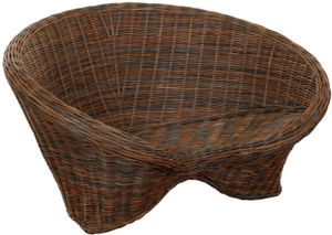KRINES HOME Lotus-Stuhl aus echtem Rattan / Yoga Sitz zur Meditation (Schwarz Braun)