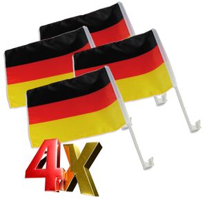 4x Autofahne Deutschland Flagge Fahne EM 2024 Fußball Autoflagge Autofensterfahne Fahne für Auto Fanartikel Nationalmannschaft 4 Stück