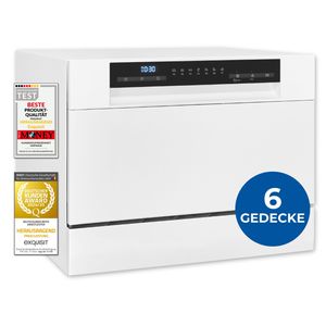 Exquisit Geschirrspüler GSP5206-030D weiss | Spülmaschine 55 cm | Auto Türöffner | Intensiv Modus | Tischgerät