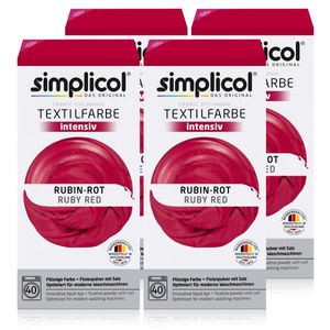 Simplicol Textilfarbe intensiv Rubin-Rot - Einfaches Färben (4er Pack)