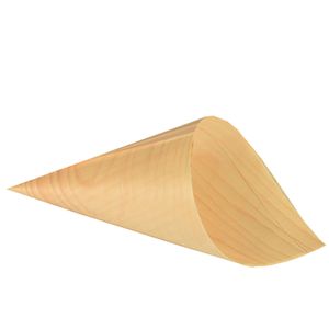 Papstar Fingerfood-Spitztüten, Holz "pure" Ø 12,5 cm · 24 cm, 10 x 50 Stück