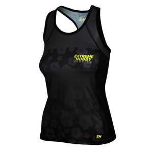 Extreme Hobby Lauf Tanktop Damen, Ärmelloses Running Shirt,  Model: FLOWERS Farbe: Grau Größe: L