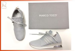 Marco Tozzi Damen Sneaker grau-silber, herausnehmbare Innensohle 42