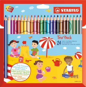 STABILO Dreikant-Buntstifte Trio dick 24er Karton-Etui inkl. Doppelspitzer