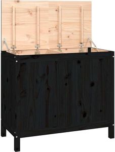 vidaXL Wäschetruhe Schwarz 88,5x44x76 cm Massivholz Kiefer