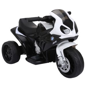 HOMCOM Elektro Kindermotorrad Kinderfahrzeug Lizensiert von BMW S1000RR Elektro-Dreirad mit Akku Stahl Schwarz 66 x 37 x 44 cm