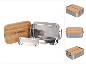 Toolbrothers Fan Edelstahl Brotdose mit Bambus Deckel 1200 ml, Lunchbox für Erwachsene und Kinder, Brotzeit, Vesperbox für Schule Arbeit Picknick Reisen
