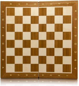 Faltbares Schachbrett Turnier Nr. 5 Mahagoni Sycamore 48 cm eingelegtes professionelles Turnier-Schachbrett flach