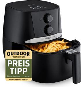 MEDION E20 L Heißluftfritteuse (3,2 Liter Frittierkorb, ca. 1400 Watt, einfache Bedienung, ölfreies Frittieren, 30 Min Timer, Überhitzungsschutz, MD10711) schwarz MEDION E20 L Heißluftfritteuse (3,2 Liter Frittierkorb, ca. 1400 Watt, einfache Bedienung, ölfreies Frittieren, 30 Min Timer, Überhitzungsschutz, MD10711) schwarz