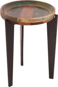 SIT Möbel Beistelltisch rund | mit abnehmbarem Tablett | Altholz mit Metall | bunt-schwarz | B 39 x T 39 x H 59 cm | 13941-98 | Serie FIUME