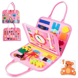 Busy Board für Kleinkinder, Activity Board Montessori Spielzeug Baby ab 3+ Jahre Mädchen Junge, Pädagogisches Sensorik Spielzeug - Rosa