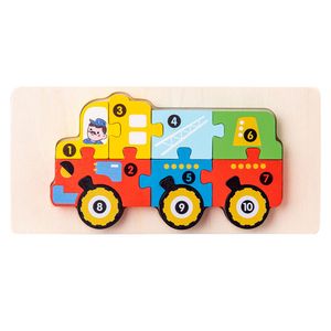3D Verkehr Tier Dinosaurier Puzzle Blöcke mit numerischen Eingabeaufforderungen, geeignet für Kinder im Alter von 18 Monate und höher,Kraftfahrzeug