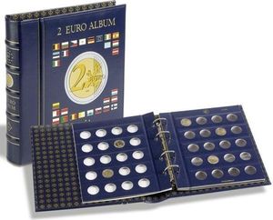 Münzalbum VISTA, für 2-Euro-Münzen, inkl. 4 VISTA, Münzblättern, inkl. Schutzkassette,blau
