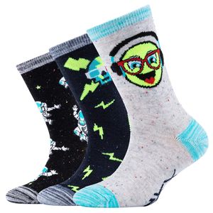 Skechers 3PPK Boys Casual Space and Smileys Socks SK41060-5801, Socken, für Jungen, Mehrfarbig