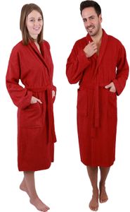 Betz Bademantel mit Schalkragen MADRID für Damen und Herren 100% Baumwolle,  Größe - XXL, Farbe  rot