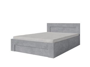 FURMEB24 - WER - Rám postele 90 x 200 cm s lamelovým roštom - Kovový rám postele s priestrannou pružinou - Betónový vzhľad postele s efektom dreva - Otváranie do strán