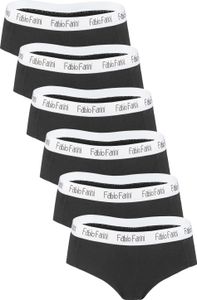 Fabio Farini - 6 Stück Damen Unterhosen - Frauen Hipster Panties aus elastischer Baumwolle im sportlich modernen Look mit Logo-Bund Fabio Farini - 6 Stück Damen Unterhosen - Frauen Hipster Panties aus elastischer Baumwolle im sportlich modernen Look mit Logo-Bund