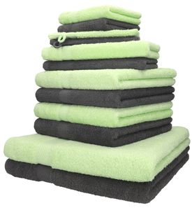 Betz 12er Handtuch-Set Palermo 100% Baumwolle  Farbe grün und anthrazit