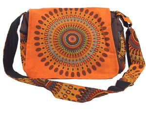 Schultertasche, Hippie Tasche, Goa Tasche - Orange, Uni - Erwachsene, Baumwolle, 23*28*12 cm, Alternative Umhängetasche, Handtasche aus Stoff