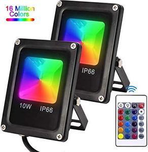 karpal 10W LED reflektor RGB s diaľkovým ovládaním 2ks 16 farieb 4 režimy LED reflektor vonkajší, stmievateľné vonkajšie svietidlo IP65, farebnéImitáciaatívne vonkajšie reflektory pre záhradu, garáž, hotel