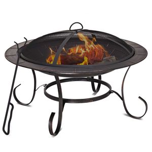 COSTWAY Fire Bowl Fire Pit Barbecue Fire Basket Garden Fire Terrace Fire Barbecue Fire with Spark Protection and Shutter Hook Model Selection