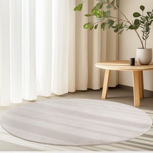 Homebyhome Kurzflor Teppich Einfarbig Waschbar, Weich & Rutschfest für Wohnzimmer & Schlafzimmer, Grösse 80 cm Rund