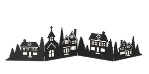 Deko Häuserzeile aus Metall klappbar 77 x 17 cm - schwarz - Weihnachtsstadt Silhouette zur Tischdekoration - Weihnachtsdeko Tischdeko für Weihnachten Weihnachtsstadt Skyline