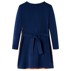 vidaXL Kinderkleid mit Langen Ärmeln Marineblau 140