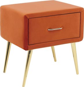BELIANI Nachttisch Orange Samt 38 x 46 x 49 cm mit Metallgestell Gold 1 Schublade Rechteckig Aufbewahrung Modern Glamourös Möbel für Schlafzimmer Flur