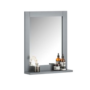 SoBuy FRG129-SG Zrkadlo Nástenné zrkadlo Kúpeľňové zrkadlo s poličkou Kozmetické zrkadlo oceľovo sivé WHT: 40x50x10cm