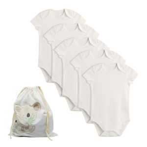 biorganic Kurzarmbody Unisex Ecru Baby Body (Set, 6-tlg., 5er-Pack Bodys & 1 Beutel) 100% Baumwolle GOTS-zert. Größe: 56 (0-3 Monate)