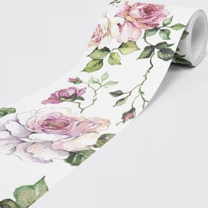Selbstklebende Bordüre - Tapetenbordüre Wandbordüre - Dekorative Wandtatto - Rosen - auf 5,00 m x 0,15 m je Rolle