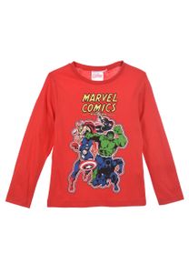 Avengers Captain America Hulk Thor Black Widow Kinder Jungen Langarmshirt Longsleeve Langarm-T-Shirt, Farbe:Rot, Größe Kids:140