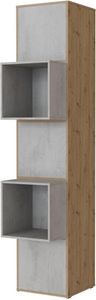 SMARTBett Standregal, Würfelregal  für Wohnzimmer, Kinderzimmer, Schlafzimmer und Büro |  Regal Wildeiche + 3 Türen und 2 Würfel Beton