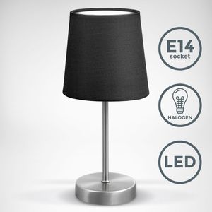 LED Tischleuchte | Stofflampe schwarz, matt-nickel | E14 | Tischlampe I Nachttischlampe mit Schalter | IP20