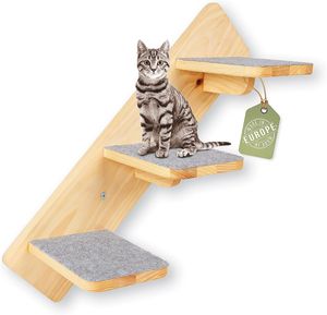 Katzenstufe Wandmontage | Treppe für Katzen | Stufenwand für Kletterfreunde | Premium Katzentreppe | Wandstufe Katze | Klettern & Steigen