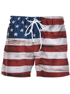 Herren Strandhose Sport American Independence Day Flagge 3D Digital Gedruckte Shorts rot blau,Größe M