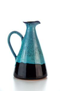 Hydria handgemachte Töpfer Keramik Kanne für Essig Oliven Öl etc. von Kreta blau schwarz
