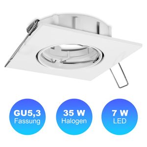 Einbaustrahler GU5.3 / MR16, max. 7W LED, 35 W Halogen, 12 V Aluminium in Weiß