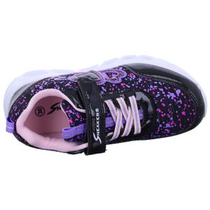 Sneakers Mädchen-Sneaker-Klettschuh mit Leuchteffekt Schwarz-Lila, Farbe:schwarz, EU Größe:28