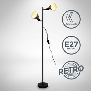 LED stojacia lampa retro E27 káblový spínač stojacia lampa čierna kovová lampa do obývačky