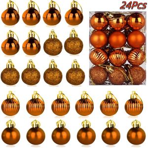 24 Stück Weihnachtskugeln für Weihnachtsbaum, Bruchsicherer Weihnachtsbaumschmuck, Christbaumkugeln, Orange
