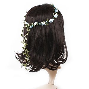 Boho-Stil, Mädchen, Blumen, Braut, Hochzeit, Stirn, Haar, Kranz, Kopfband, Girlande, Hellblau