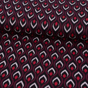 Viskose Strickstoff Jacquard-Jersey Retro rot schwarz 1,59m Breite