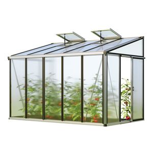 GFP Gewächshaus Anlehngewächshaus Ella 35 - Aluminium - 324x194 cm - 16 mm Polycarbonat-Platten