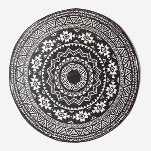 HOMESCAPES Oboustranný venkovní koberec se vzorem, 180 x 180 cm, černobílý