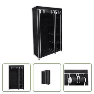 The Living Store Faltbarer Stoffschrank Schwarz 110 x 45 x 175 cm