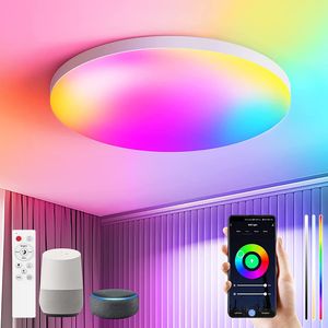 Smart LED Deckenleuchte 48W RGB Dimmbar WiFi Deckenlampe mit Fernbedienung, Kompatibel mit Alexa Google Home