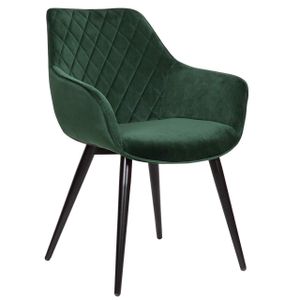 WOLTU Esszimmerstühle 1 x Küchenstuhl Wohnzimmerstuhl Polsterstuhl mit Armlehnen Design Stuhl Samt Metall, Grün